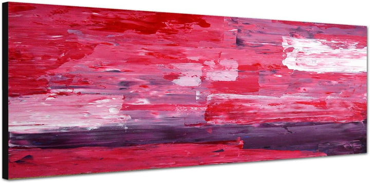 Paul Sinus Art Panoramabild auf Leinwand und Keilrahmen 150x50cm Malerei abstrakt pink rot