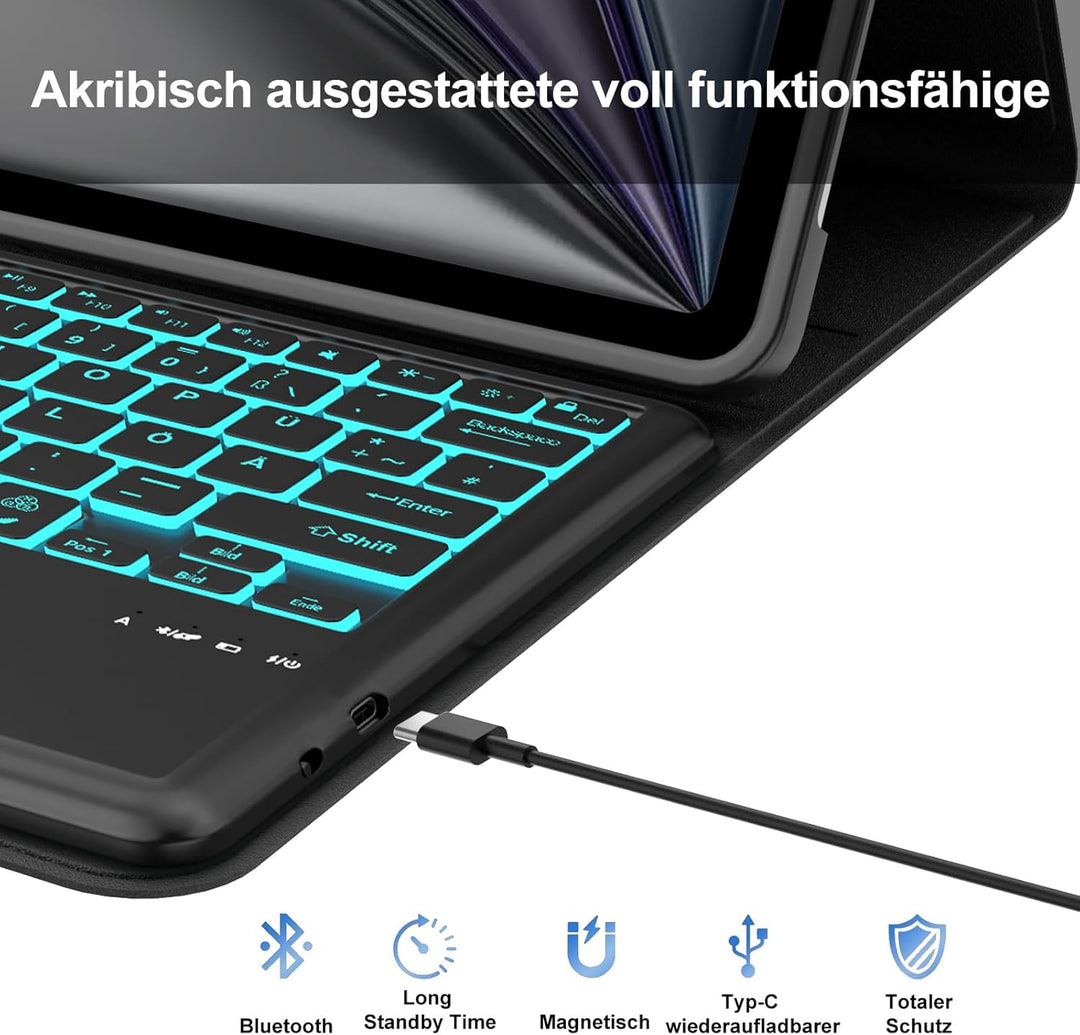 Tastatur für iPad Air 13" M4 2026/M2/M3 (2024/2025) mit Touchpad, Hülle mit Tastatur für iPad Pro 12