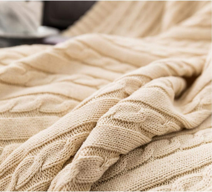 OROOTL Kuscheldecke Strickdecke 100% Baumwolle Weich Sofadecke 130x180cm Schlafdecke für weiches Sof