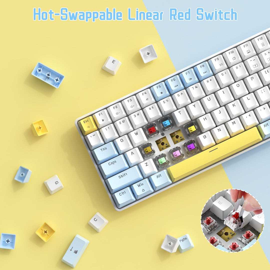 Hot-Swap-fähige mechanische Gaming-Tastatur,80% kabelgebunden tragbar gemischte Farben kompakte Tast