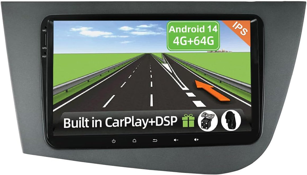 YUNTX Android 12 [4GB+64GB] Radio für Seat Leon MK2 2005-2012-[Eingebautes CarPlay/Android Auto/DSP/