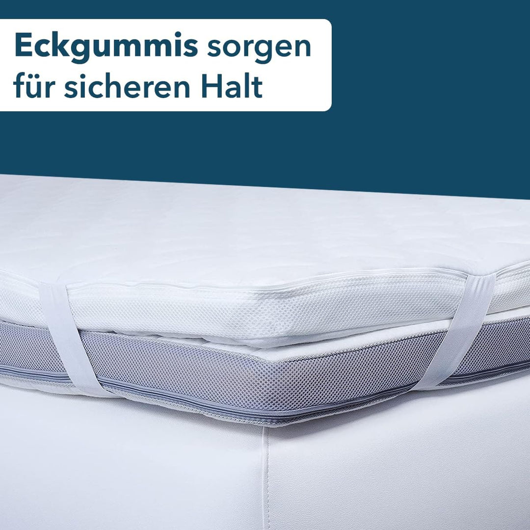 Ortho-Relax Gel Topper 160x200cm, Matratzentopper weich, waschbarer Bezug mit Zonenversteppung, Matr
