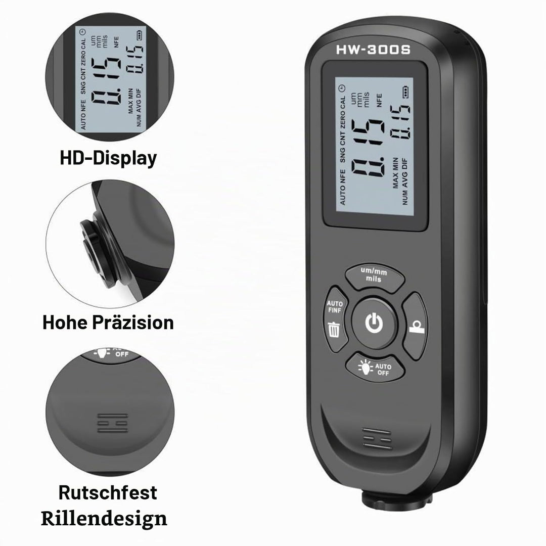 Schichtdickenmessgerät Digitalanzeige 3 Einheiten Lackdickenmessgerät Kfz-Lackmessgerät (Schwarz)