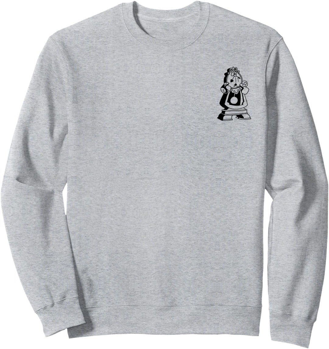 Disney Beauty And The Beast Cogsworth Simple Black Outline Sweatshirt