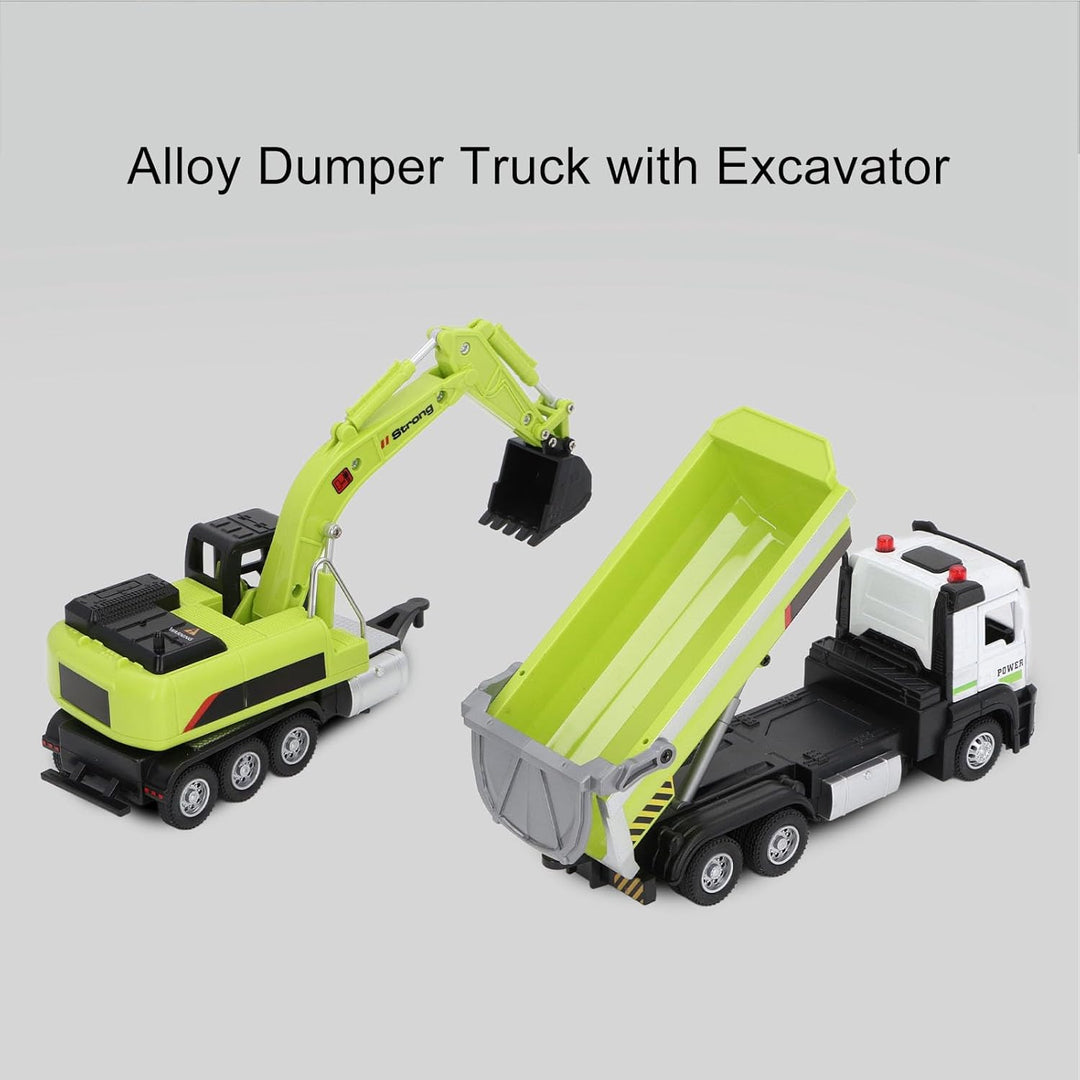 Srliya Muldenkipper mit Bagger, Unterhaltsames Multifunktionales Bagger-Muldenkipper-Modellspielzeug