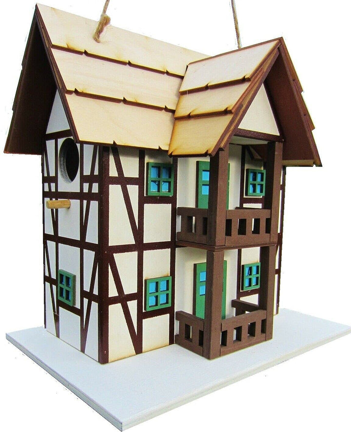 Vogelhaus, Nistkasten, Fachwerkhaus, Vogelhaus zum Aufhängen, für Singvögel wie Spatzen, Meisen, Han