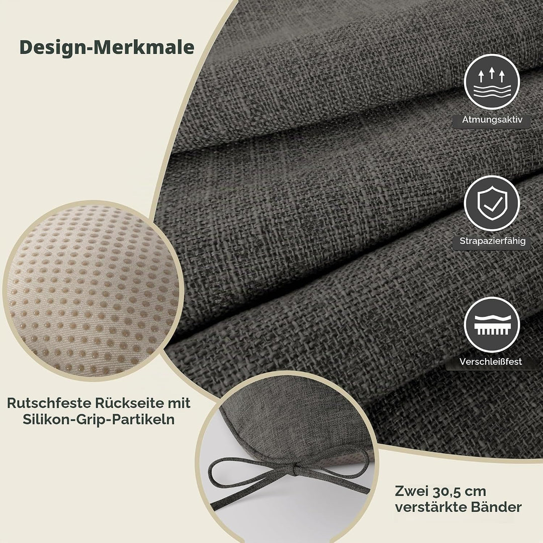 AddGrace 6er Set Sitzkissen 40 x 40 x 10cm Dunkelgrau | Weiche Stuhlkissen mit Hochwertiger Polsteru