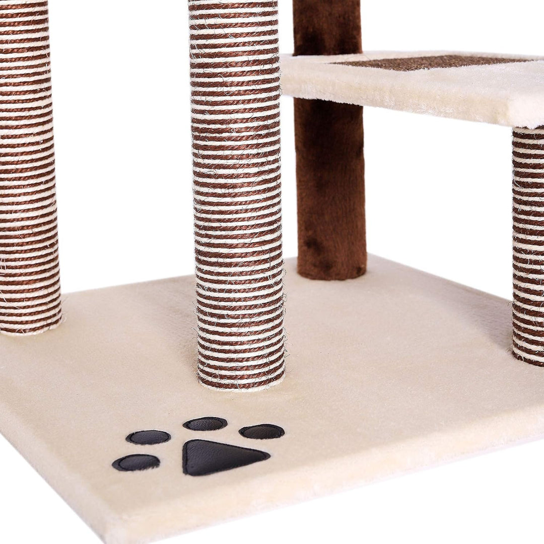 lionto Kratzbaum für Katzen mit 3 Plateaus & gemütlicher Liegefläche, Höhe 100 cm, Katzenbaum mit Si