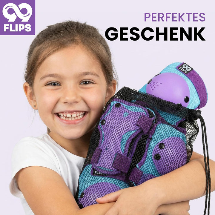 Schützer Inliner Kinder Set 3-12 Jahre [6er Set] mit Knieschoner, Ellenbogenschoner und Handschoner