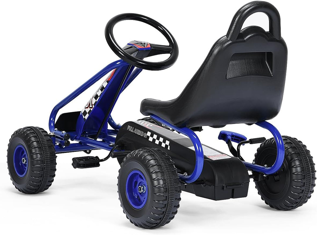SOARS Gokart, Tretauto mit verstellbarem Sitz & Fusspedal, Go Kart mit Handbremse, Kinderspielfahrze
