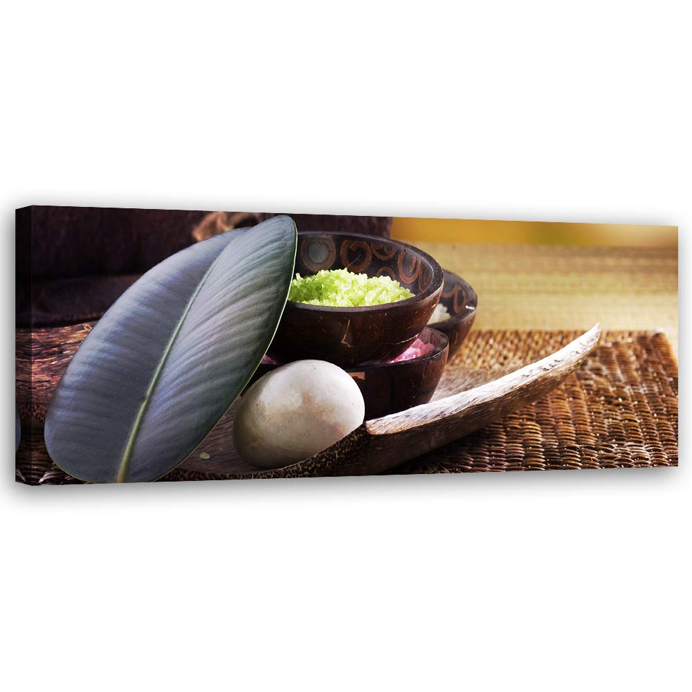 Feeby Wanddeko Spa Leinwandbild Kunstdruck Stein Braun 120x40 cm Leinwandbild 120x40 cm Braun_a, Lei