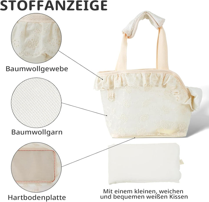 ONECUTE Hundetasche/Tragetasche für Hunde, Spitze, klein, für Hunde und Katzen und Kaninchen, Beige