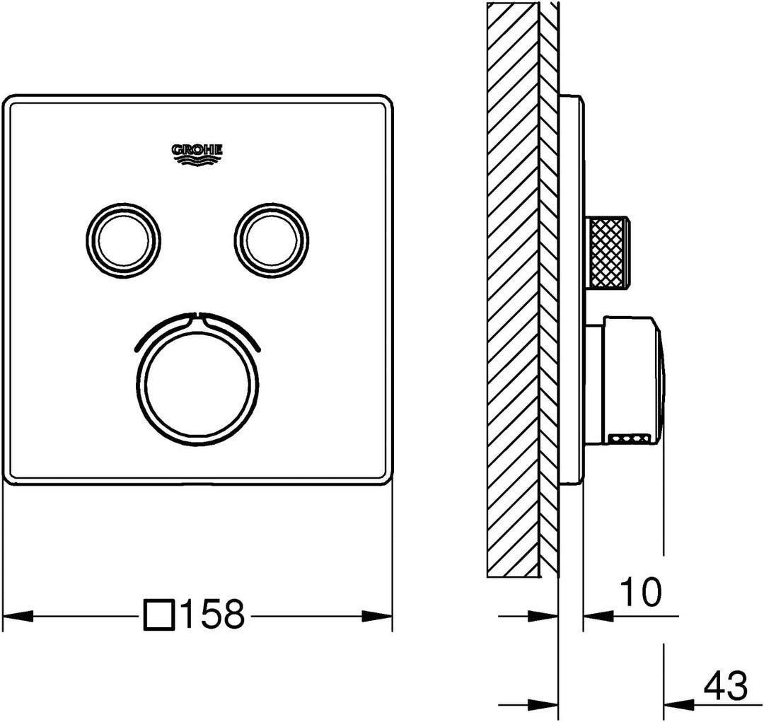 GROHE SmartControl | Thermostate - Unterputzmischer mit 2 Absperrventilen, chrom | Fertigmontageset