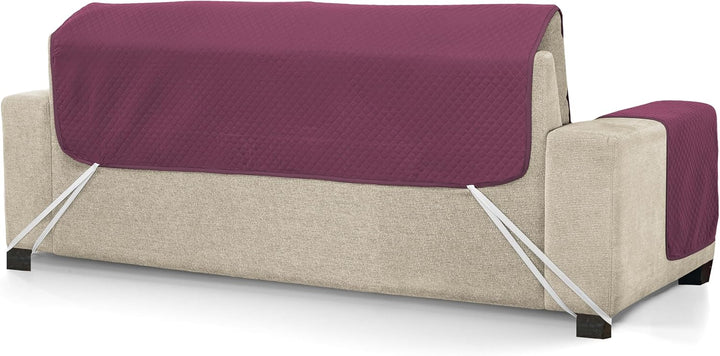 Martina Home Sofaüberwurf, gesteppt, Aubergine/Lachs, 3-Sitzer Diamond