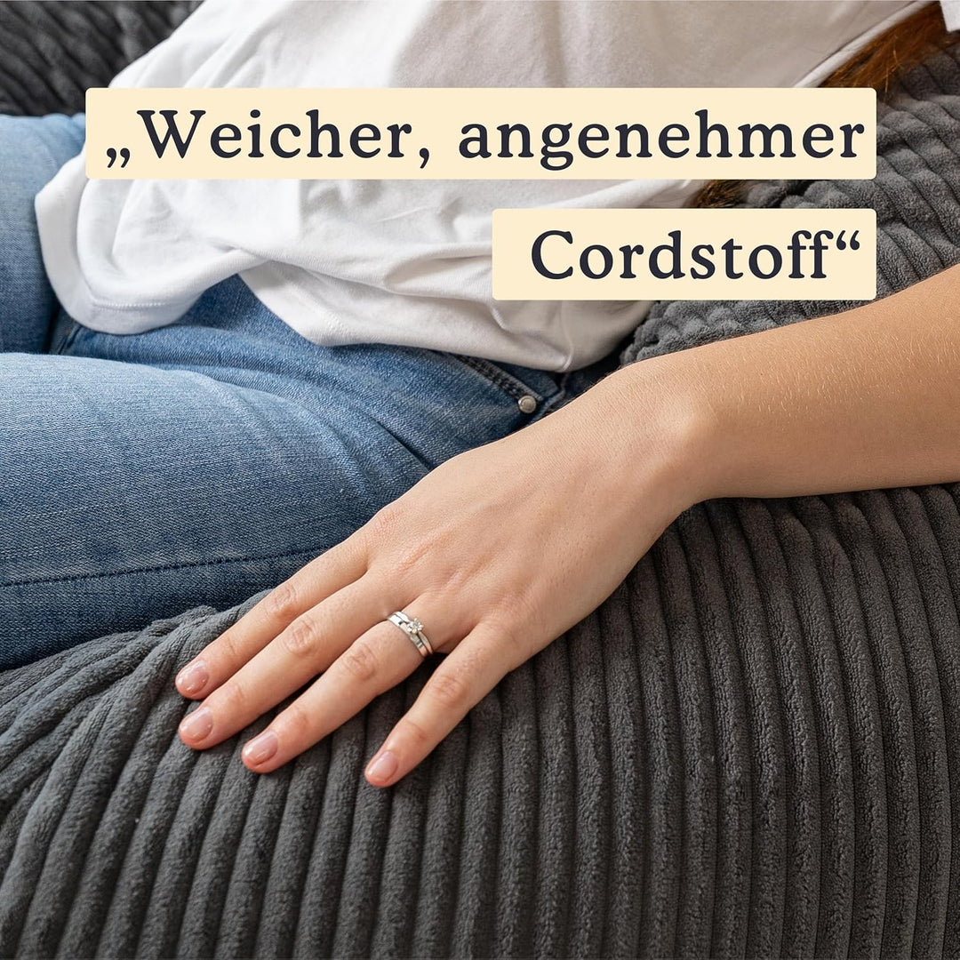 Riesiger Sitzsack XXL für Innenbereich, aus Cordsamt, 180 x 140 cm, weich, bequem und abnehmbar, gro