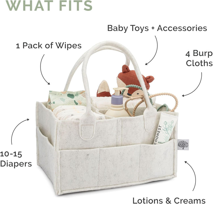 Parker Baby Diaper Caddy - Nursery Storage Bin and Car Organizer for Diapers and Baby Wipes regular