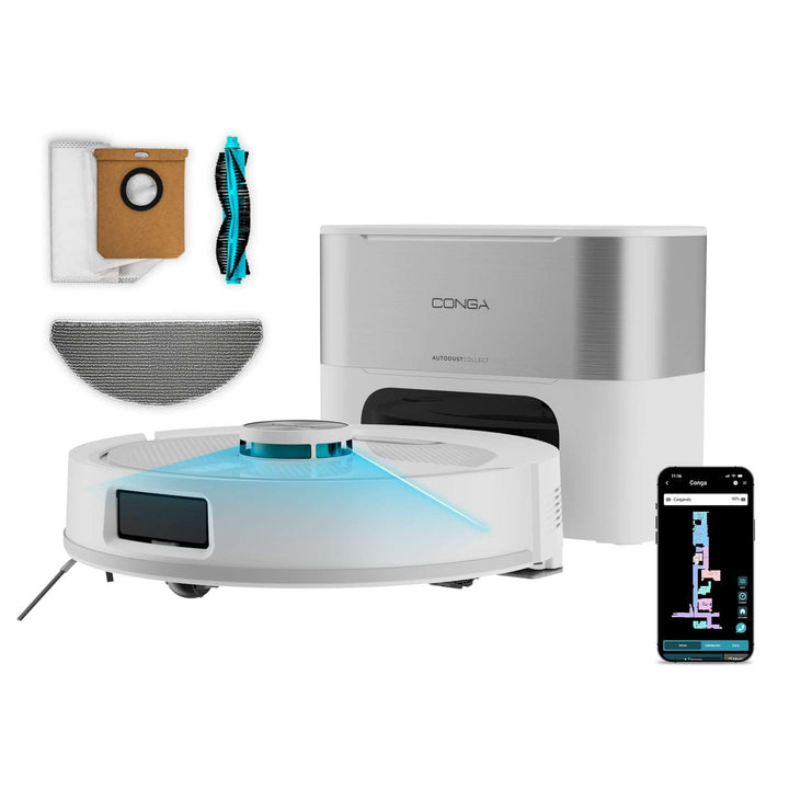 Cecotec Saugroboter mit Wischfunktion Conga Y60 Pearl. 13.000 Pa Saugkraft, Laser-Navigation, Absaug