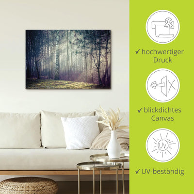 ARTland Leinwandbilder Wandbild Bild auf Leinwand 100x70 cm Querformat Landschaft Wald Natur Bäume S