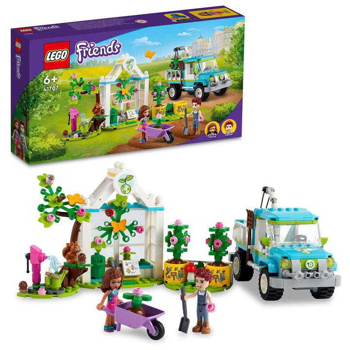 LEGO 41707 Friends Baumpflanzungsfahrzeug, Blumengarten-Spielzeug Mit Spielzeugauto Und Tierfiguren,