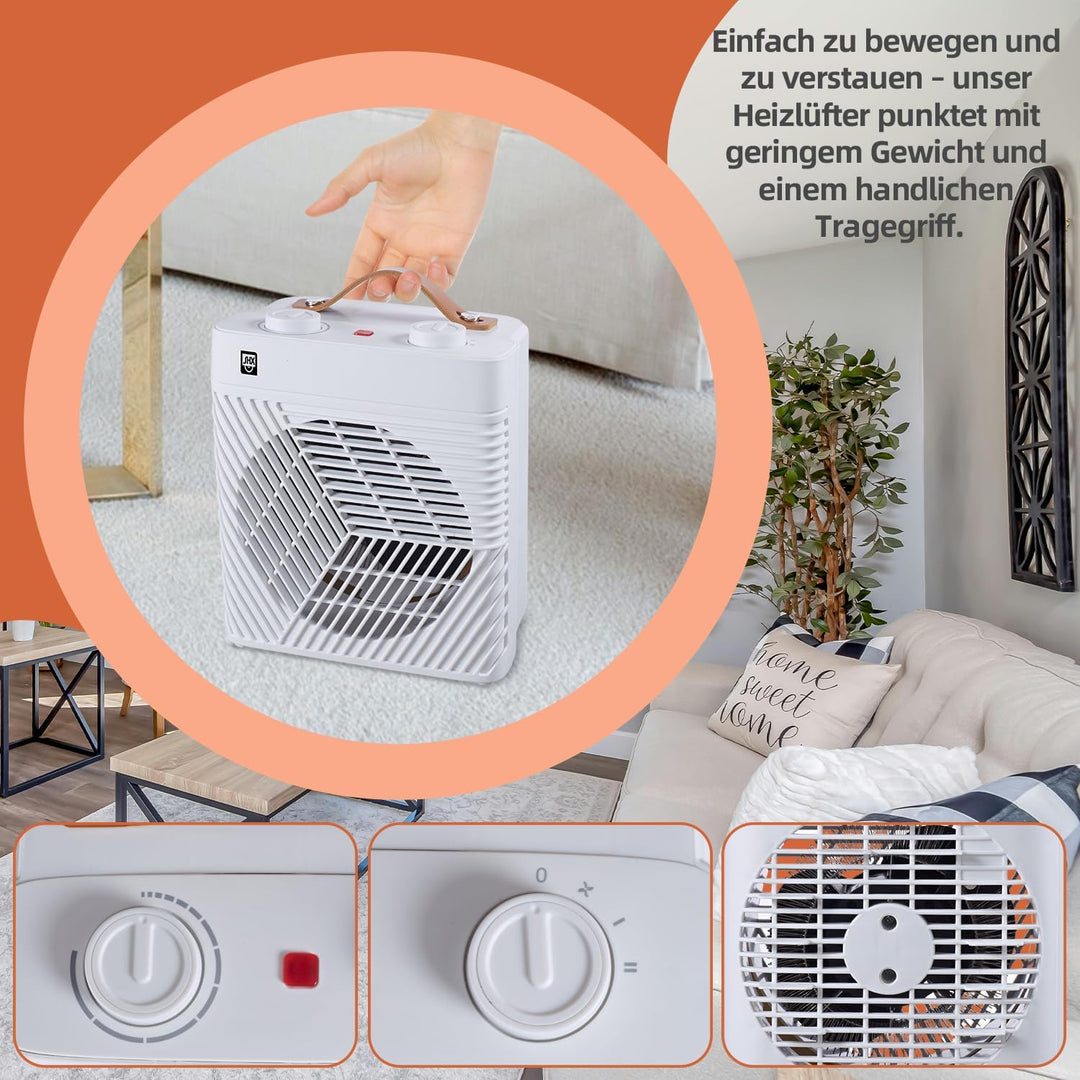 Heizlüfter mit Thermostat 2000W SHXHL20ST | klein und handlich | tragbar | Kipp- und Überhitzungschu
