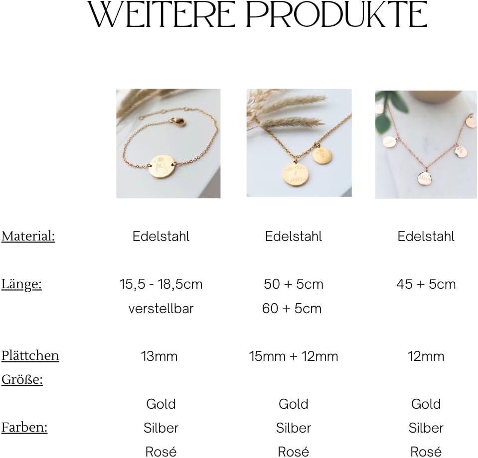 Personalisierte Gravur Kette als Geschenk für Frauen | zur Geburt | zur Hochzeit | für die Freundin