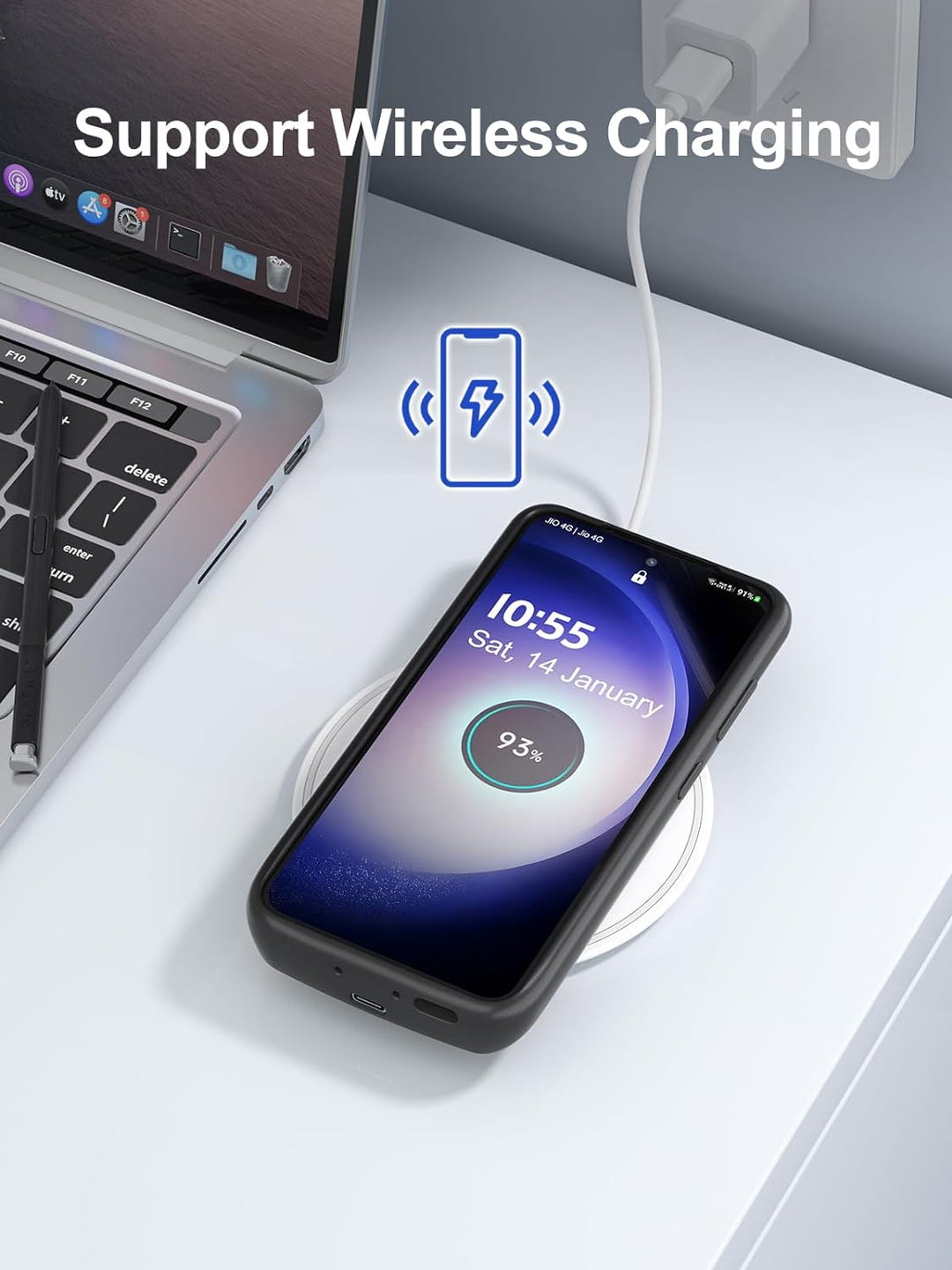 NEWDERY Akkuhülle für Samsung Galaxy S23, 4700mAh Tragbare Ladebatterie Zusatzakku Externe Handyhüll
