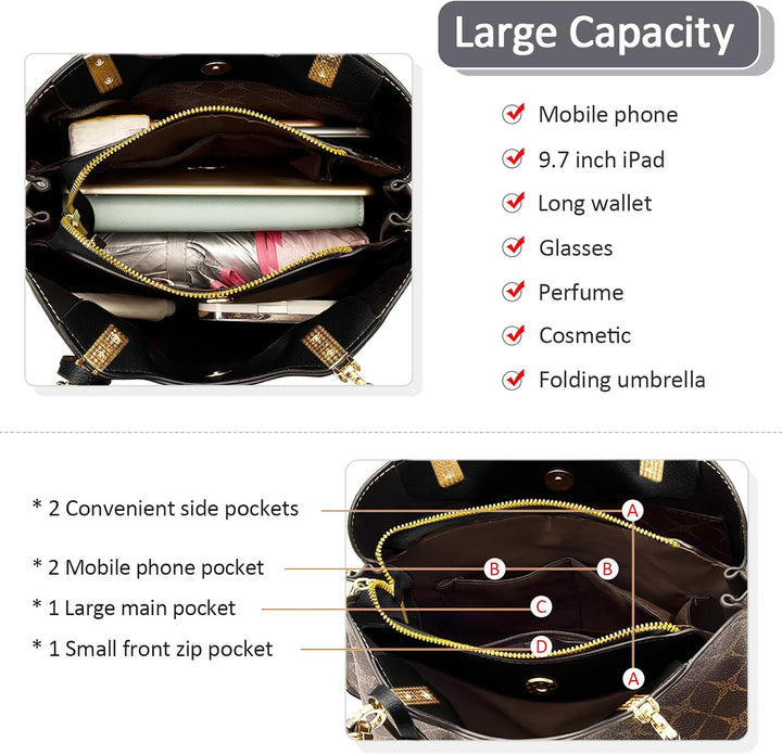 DIRRONA Damen Handtasche Mittel Schultertasche Casual Umhängetasche PU Leder Tasche Shopper Party To