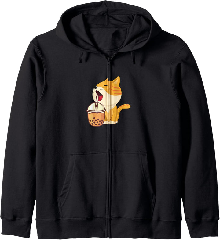 Kawaii Bubble Tea Boba Milchtee Anime Cat Cute Funny Pet Kapuzenjacke