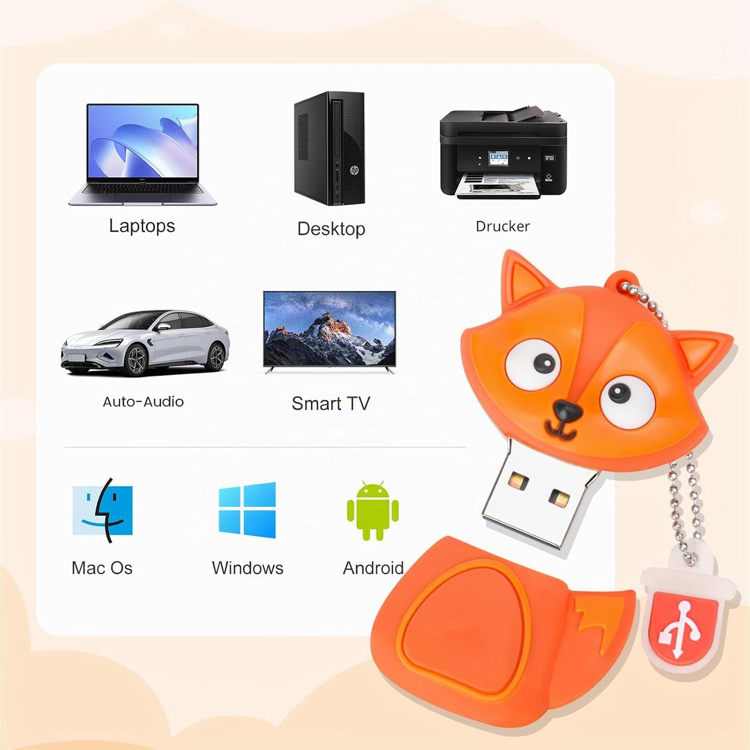 5 Stück 16GB USB-Stick, BorlterClamp Speicherstick mit Niedlichen Tiermustern, Geschenk für Studente