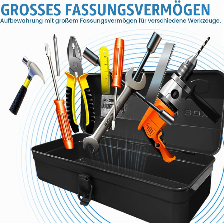 Mehrzweck-Werkzeugkiste mit Schlossschnalle, 37×16×12cm Leer Gross Werkzeugbox, Robust Langlebig Tra
