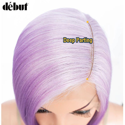 Début Lace Front Perücke für schwarze Damen Bob Perücke für weisse Damen Kunsthaar 24 cm 120g Natur