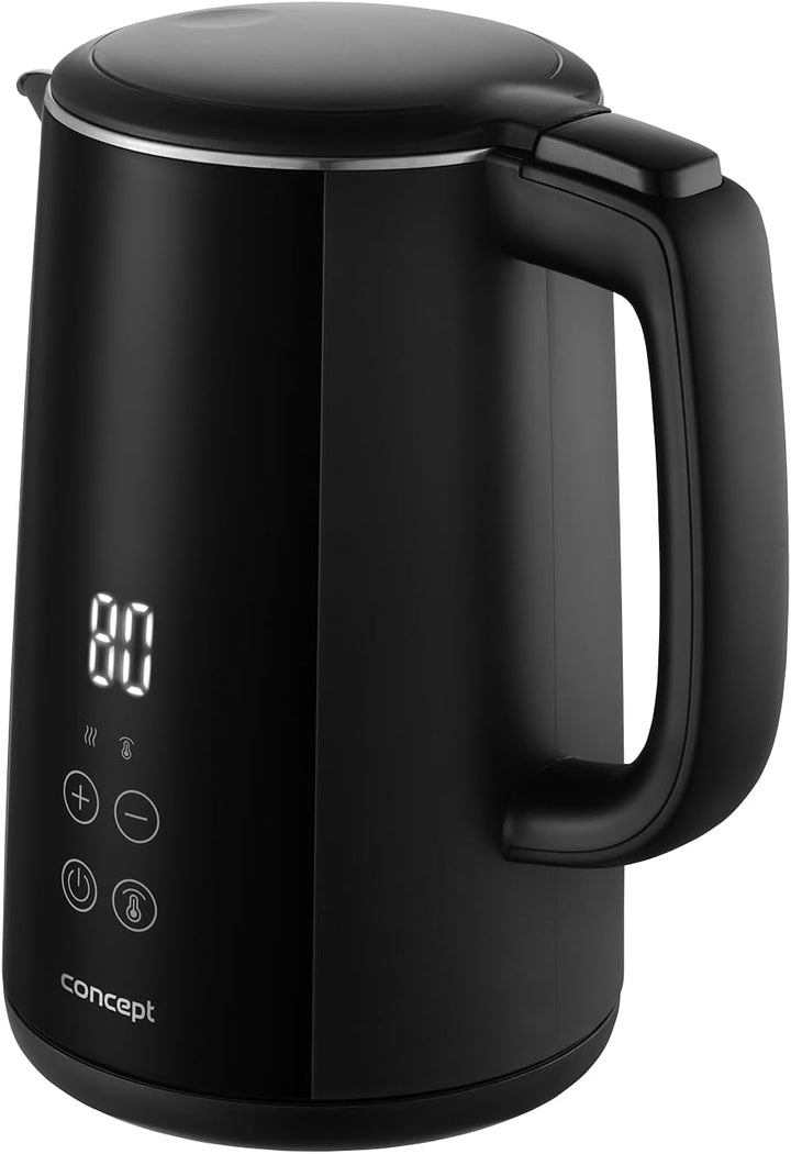 Concept RK3360 Digitaler Edelstahl-Wasserkocher mit Temperaturregelung 1,5 l, Schwarz 1.5 Liter Schw