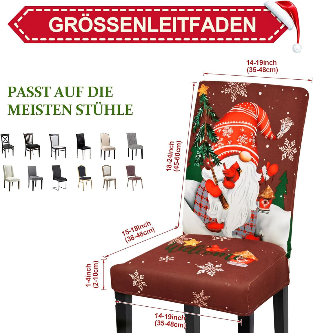 Yugarlibi Weihnachten Stretch Stuhlhussen 4er Set Stuhlbezug Schwingstuhl Universal Elastische Esszi