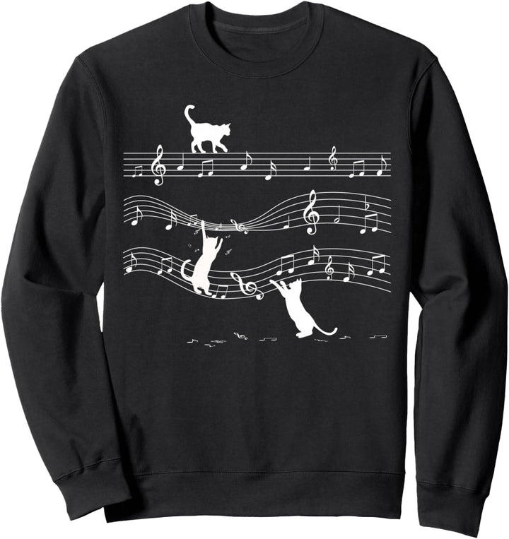 Klavier Musiknoten Verspielte Katze Sweatshirt