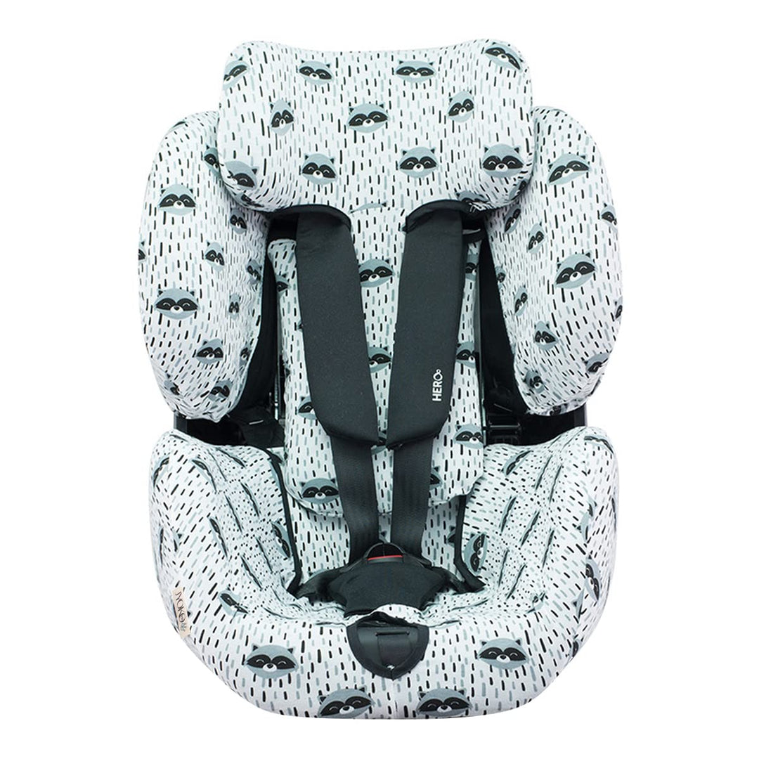 JYOKO Kids (Raccoon) Baumwollbezug kompatibel mit Maxi Cosi Recaro Zero, I-Size (Autositzbezug, Racc