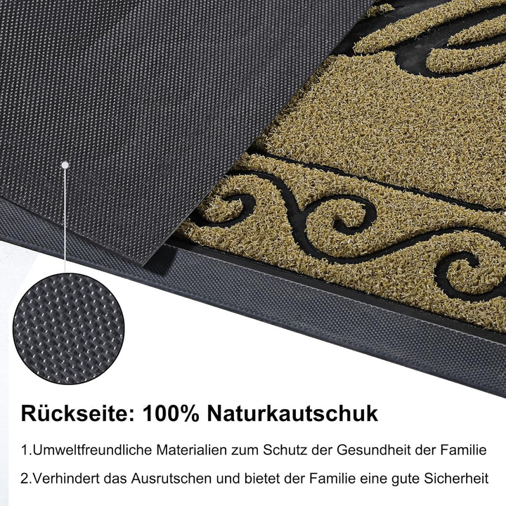 Yimobra Fussmatte Aussen, 75 x 43 cm, rutschfest, Wetterfest, Waschbar, Wellcome Schmutzfangmatte fü