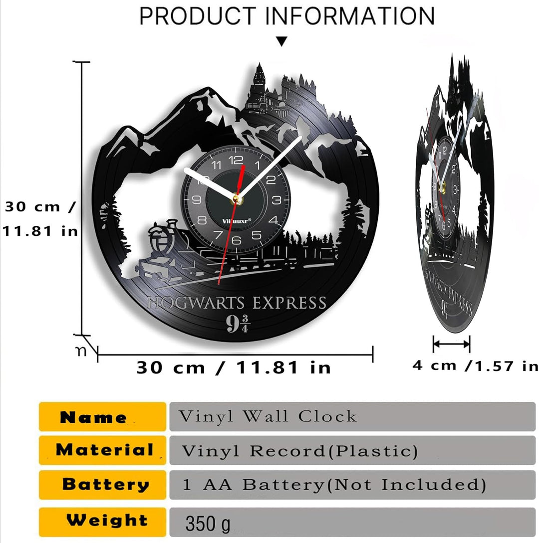 Viiluuxr Wanduhr Modern Vinyl Schallplatte Wanduhren Hogwarts Express Uhr Wand Ohne Tickgeräusche Wa