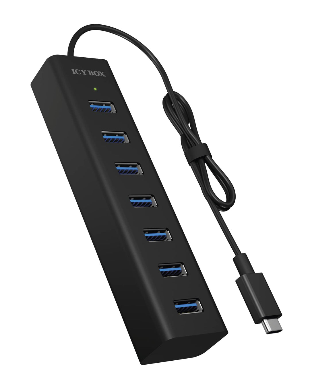ICY BOX IB-Hub1700-C3 7-fach USB Type-C Hub mit 7x USB 3.0 (Type-A) Anschlüssen und Netzteil, integr