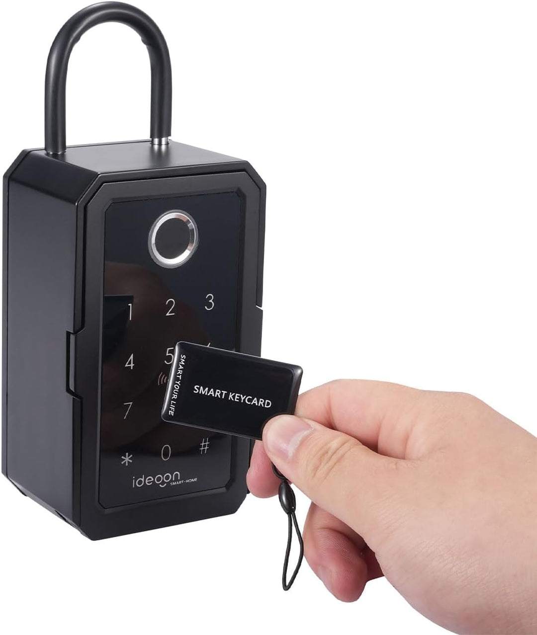 ideoon Smarter Schlüssel-Safe mit Fingerabdruck, PIN, Transponder-Karte, Bluetooth – Eine sichere Ke
