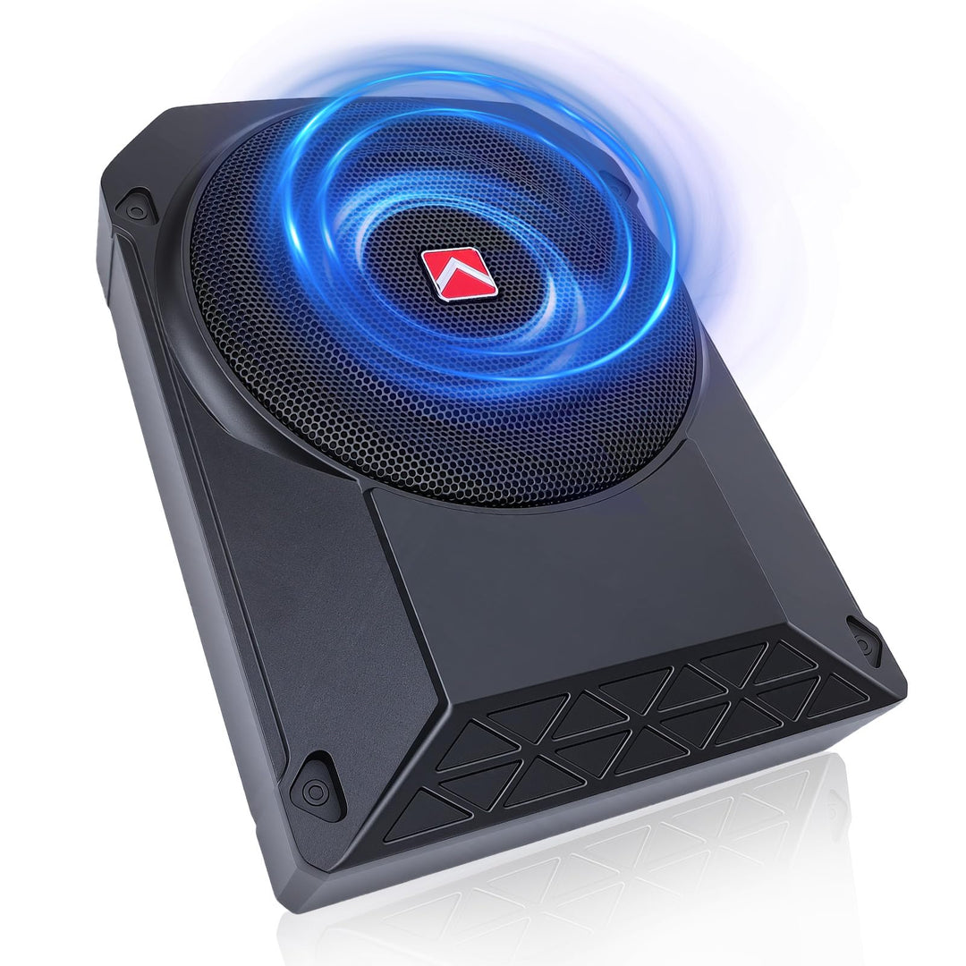 VINGVO Subwoofer Auto,10Zoll 800W Aktiv Subwoofer Für Auto,2.6 Ohm Ultra Flach Untersitz Subwoofer A