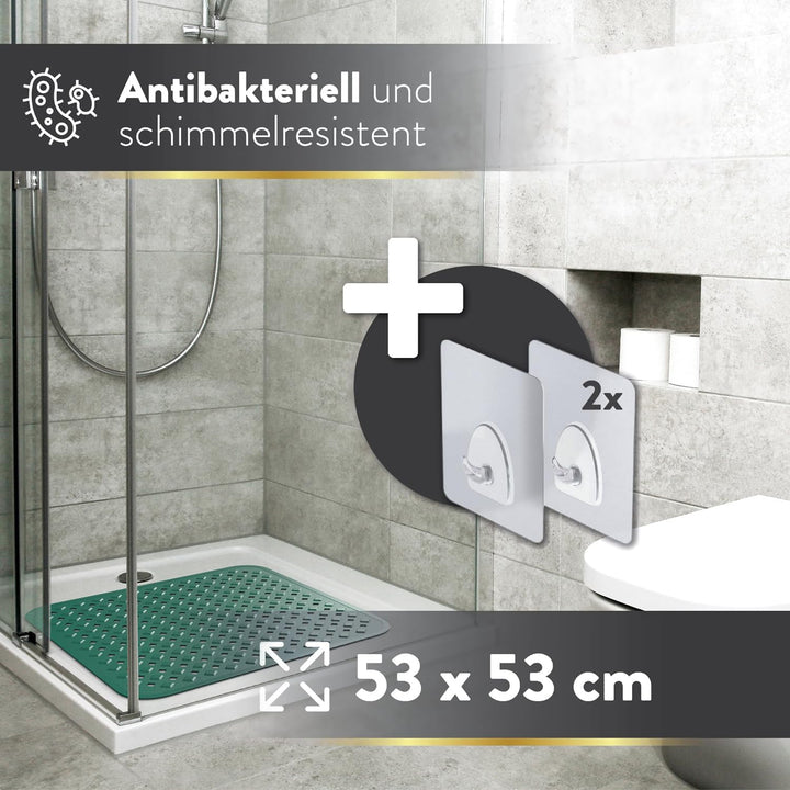 BAMONDO Duschmatte rutschfest & Hautsensitiv (dunkelgrün) 53x53 cm - Antirutschmatte Dusche maschine