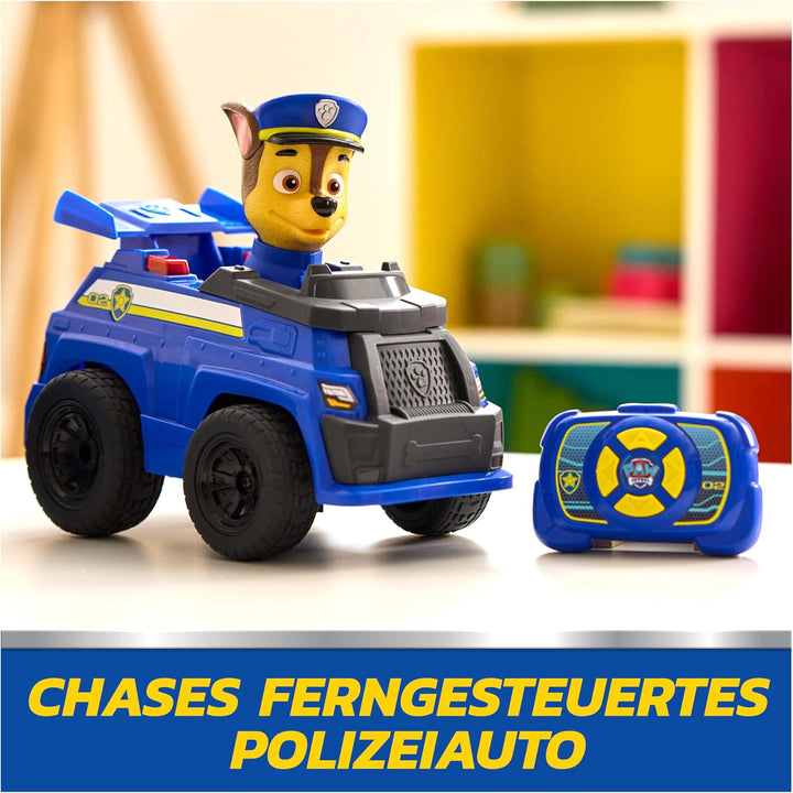 PAW PATROL – Chases ferngesteuertes Polizeiauto mit Lichteffekten, ca. 25 cm, einfache Steuerung mit