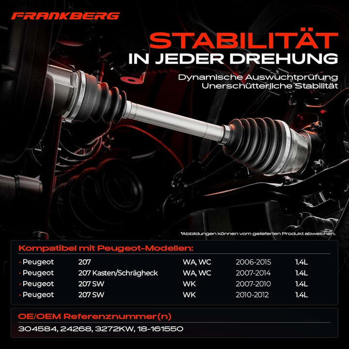Frankberg Antriebswelle Gelenkwelle Vorne Links Kompatibel mit C3 II SC 2009-2016 C3 III SX 2016-Heu