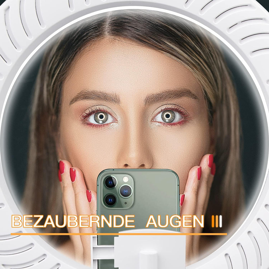 Ringlicht mit Stativ,Ring Light Tisch Selfie Licht Ringleuchte Lichtring,10.5 Zoll 3 Lichtfarben LED