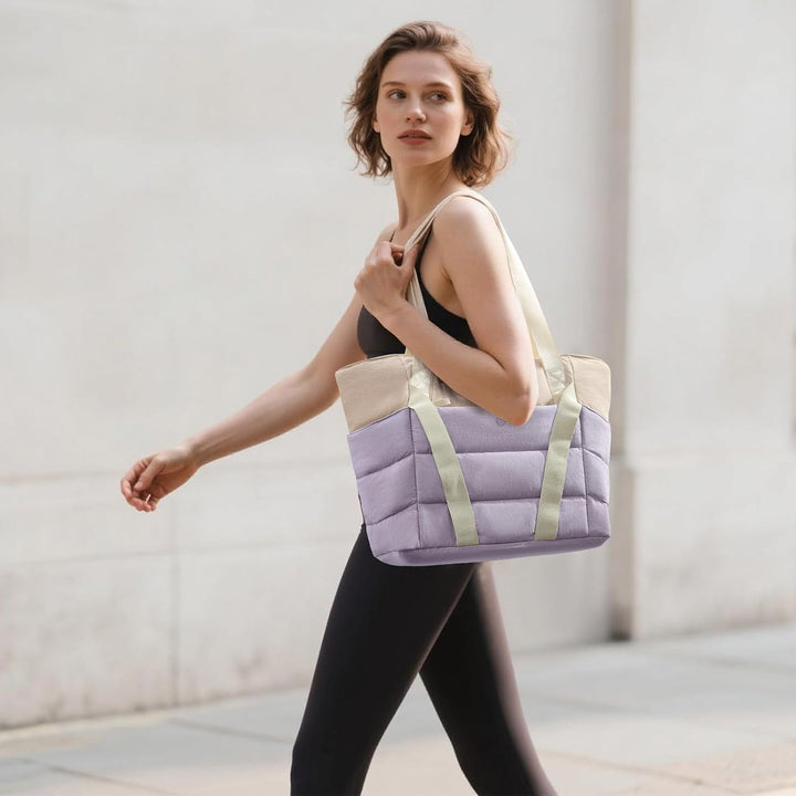 Axcone Tragetasche für Damen mit Reissverschluss,Gesteppte Tragetasche,Sporttasche mit Yogamatten-Gu