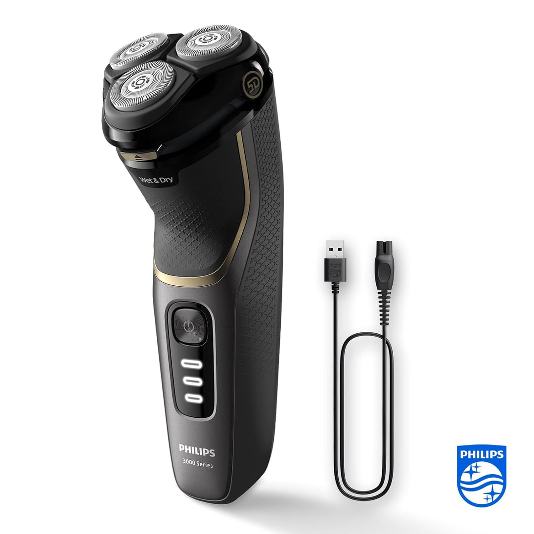 Philips Shaver Series 3000 – Elektrischer Nass- und Trockenrasierer für Männer in Schwarz, mit SkinP