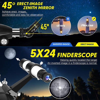 MEEZAA Teleskop, Teleskop Astronomie Erwachsene Profi, 90mm Blende 800mm AZ Mount Astronomisches Ref