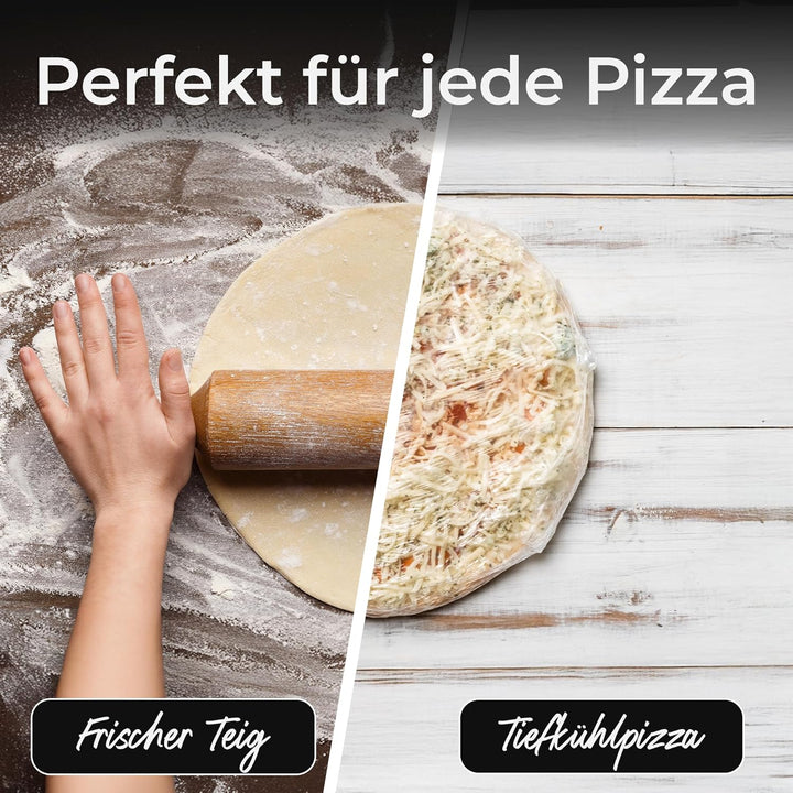 KLAMER Pizzaofen elektrisch, Pizza Ofen mit ⌀ 31cm, 1200W, 400°C, abnehmbarer Keramik Pizzastein, 5