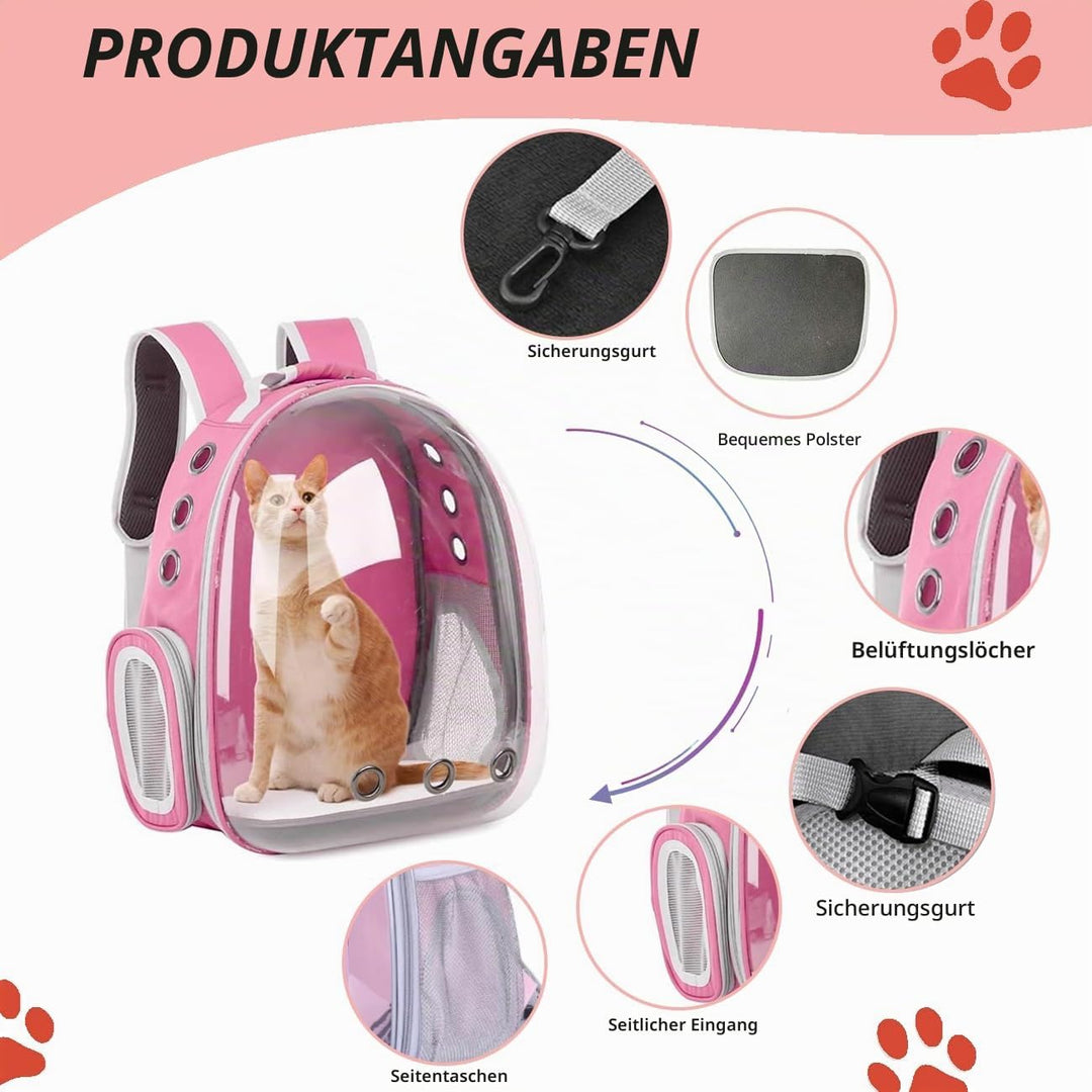 Erweiterbar Katzenrucksack Hunderucksack, Vorderrucksack für Katzen und Kleine Hunde, mit transparen