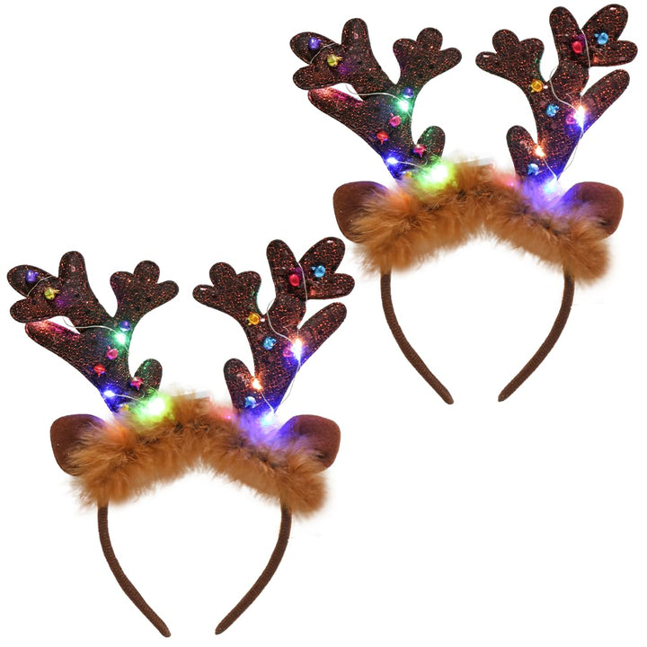 2 Stück Weihnachts haarreif mit LED,Weihnachten Beleuchtete Stirnbänder,Weihnachts Haarschmuck für K